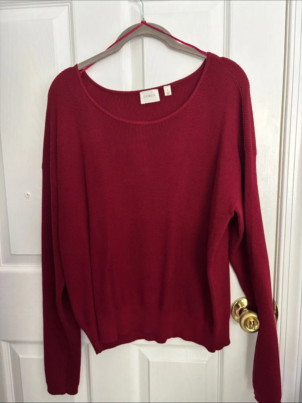 Cyrus Women's Deep Wine Scoop Neck Knit Sweater